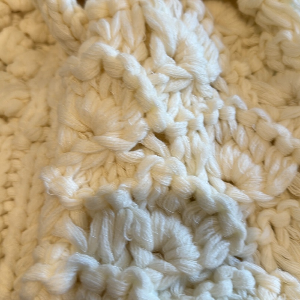 309. LAST 1! CHUNKY POMPOM Cream Open Cardigan Bubble Thick heavyweight sweater - Picture 6 of 8